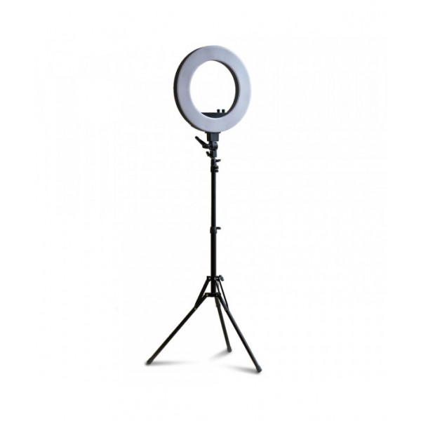 Ringlamp ⌀46cm LED, adjustable light intensity and color temperature + tripod + phone holder + carrybag